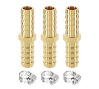 METALLIXITY 3pcs Brass Hose Barb to Adapter 3/8" Barb x 3/8" with 6pcs Stainless Steel Hose Clamp for Truck