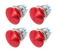METALLIXITY 4PCS 3A 19MM 3/4" Momentary Mushroom Head Push Button Switch 12V 24V 120V 250V AC Red 1NO Waterproof IP65 SPST Domed Round 2 Screw Foot Button