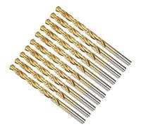 METALLIXITY 5.2mm Drill Bit (13/64") 10Pcs, 4341 High-Speed Steel Straight Shank 135° Titanium Nitride TiN Coated for Copper Aluminum Wood Plastic Medium Hard Metal
