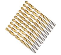 METALLIXITY 6.35mm Drill Bit (1/4") 10Pcs, 4241 High-Speed Steel Straight Shank Titanium Nitride (TiN) Coated 118° for Wood Plastic Iron Copper Aluminum Low Soft Metal