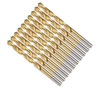 METALLIXITY 6.4mm Drill Bit (1/4") 10Pcs, 4341 High-Speed Steel Straight Shank 118° Titanium Nitride TiN Coated for Copper Aluminum Wood Plastic Medium Hard Metal