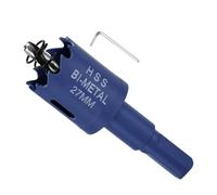 METALLIXITY Bi-Metal Hole Saw 1-1/16", M42 HSS Circular Head 27mm Hole Cutter with Center Drill Bit - for Stainless Steel Hard Steel Sheet, Blue