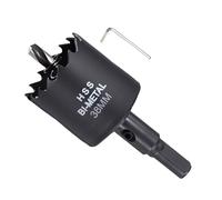 METALLIXITY Bi-Metal Hole Saw 1-1/2", M42 HSS Circular Head 38mm Hole Cutter with Center Drill Bit - for Thick Stainless Steel Hard Steel Sheet, Black