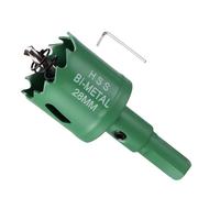 METALLIXITY Bi-Metal Hole Saw 1-3/32" M42 HSS Circular Head 28mm Hole Cutter with Center Drill Bit - for Stainless Steel Hard Steel Sheet, Green