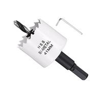 METALLIXITY Bi-Metal Hole Saw 1-5/8", M42 HSS Circular Head 41mm Hole Cutter with Center Drill Bit - for Thick Stainless Steel Hard Steel Sheet, White