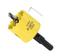 METALLIXITY Bi-Metal Hole Saw 1-9/16", M42 HSS Circular Head 40mm Hole Cutter with Center Drill Bit - for Stainless Steel Hard Steel Sheet, Yellow