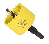 METALLIXITY Bi-Metal Hole Saw 2", M42 HSS Circular Head 51mm Hole Cutter with Center Drill Bit - for Thick Stainless Steel Hard Steel Sheet, Yellow
