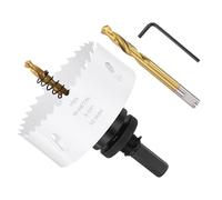 METALLIXITY Bi-Metal Hole Saw 3-1/4", M42 HSS Circular Head 82.5mm Hole Cutter with 2 Pilot Drill Bits - for Stainless Steel Hard Steel Sheet, White