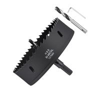 METALLIXITY Bi-Metal Hole Saw 5", M42 HSS Circular Head 127mm Hole Cutter with 2 Pilot Drill Bits - for Thick Stainless Steel Hard Steel Sheet, Black