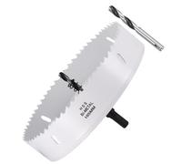 METALLIXITY Bi-Metal Hole Saw 6-1/2", M42 HSS Circular Head 165mm Hole Cutter with 2 Pilot Drill Bits - for Stainless Steel Hard Steel Sheet, White