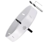 METALLIXITY Bi-Metal Hole Saw 7-1/4", M42 HSS Circular Head 184mm Hole Cutter with 2 Pilot Drill Bits - for Stainless Steel Hard Steel Sheet, White
