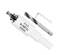 METALLIXITY Bi-Metal Hole Saw 7/8", M42 HSS Circular Head 22mm Hole Cutter with 2 Pilot Drill Bits - for Thick Stainless Steel Hard Steel Sheet, White
