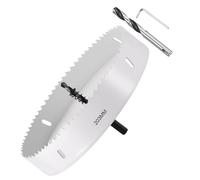 METALLIXITY Bi-Metal Hole Saw 8", M42 HSS Circular Head 203mm Hole Cutter with 2 Pilot Drill Bits - for Thick Stainless Steel Hard Steel Sheet, White