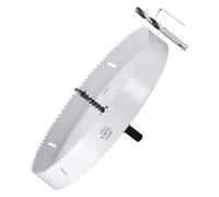METALLIXITY Bi-Metal Hole Saw 9-1/4", M42 HSS Circular Head 235mm Hole Cutter with 2 Pilot Drill Bits - for Thick Stainless Steel Hard Steel Sheet, White