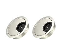 METALLIXITY Cable Cord Grommet (53mm/2.1") 2Pcs, Zinc Alloy Round Cable Hole Cover Wire Organizer - for Home Desk Cable Wire Management, Brush Silver
