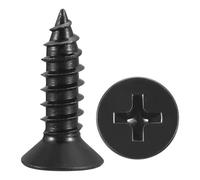METALLIXITY Countersunk Phillips Wood Screw (#12x3/4") 50Pcs, 304 Stainless Steel Coarse Thread Phillips Drive Flat Head Wood Screws - for Furniture Installation Repair, Black