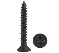 METALLIXITY Countersunk Phillips Wood Screw (#6x1") 120Pcs, 304 Stainless Steel Coarse Thread Phillips Drive Flat Head Wood Screws - for Furniture Installation Repair, Black