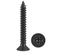 METALLIXITY Countersunk Phillips Wood Screw (#8x1-1/4") 120Pcs, 304 Stainless Steel Coarse Thread Phillips Drive Flat Head Wood Screws - for Furniture Installation Repair, Black