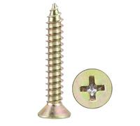 METALLIXITY Countersunk Phillips Wood Screws (#7x1") 120Pcs, Carbon Steel Coarse Thread Phillips Drive Flat Head Wood Screws - for Furniture Installation Repair, Color