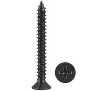 METALLIXITY Countersunk Phillips Wood Screws (#8x1-1/2") 90Pcs, Carbon Steel Coarse Thread Phillips Drive Flat Head Wood Screws - for Furniture Installation Repair, Black