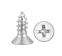 METALLIXITY Countersunk Phillips Wood Screws (ST3.5x8mm) 120Pcs, 304 Stainless Steel Coarse Thread Phillips Drive Flat Head Wood Screws - for Furniture Installation Repair, Silver