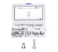 METALLIXITY Crib Screws Replacement Set(M6-1x25mm) 40Pcs, Stainless Steel Connector Bolts M6 Screw Barrel Nuts Binding Screws, for Chair Cabinet Bed, Silver