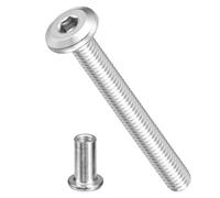 METALLIXITY Crib Screws Replacement Set(M6-1x50mm) 30Pcs, Stainless Steel Connector Bolts M6 Screw Barrel Nuts Binding Screws, for Chair Cabinet Bed, Silver