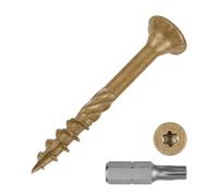 METALLIXITY Deck Screws (#8x1-1/2") 400Pcs, Carbon Steel Wood Screw Decking Screws Epoxy Coated with T25 Torx Drive Head - for Wood Fence, Table, Chairs, Tan