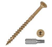 METALLIXITY Deck Screws (#9x2-1/2") 300Pcs, Carbon Steel Wood Screw Decking Screws Epoxy Coated with T25 Torx Drive Head - for Wood Fence, Table, Chairs, Tan