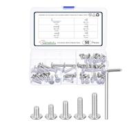 METALLIXITY Flat Head Hex Socket Cap Screws Bolts(M6-1x10/12/16/20/25) 50Pcs, with Wrench Steel Hex Socket Furniture Bolts Screws - for Furniture Woodworking Project, Silver Tone