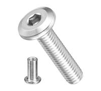 METALLIXITY Flat Head Hex Socket Cap Screws M6-1x25mm 40Pcs 304 SS | Hex Socket Furniture Crib Screw Replacement Set Barrel Nuts Binding Screws for Chair Cabinet Bed Silver Tone