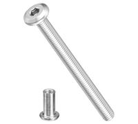 METALLIXITY Flat Head Hex Socket Cap Screws M6-1x70mm 24Pcs 304 SS | Hex Socket Furniture Crib Screw Replacement Set Barrel Nuts Binding Screws for Chair Cabinet Bed Silver Tone