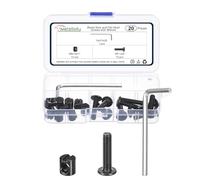 METALLIXITY Furniture Connector Bolt Cap Nut Kit with Wrench(M6-1x25mm) 20Pcs, Connector Bolt M6 Screw Barrel Nuts Binding Screws, for Chair Cabinet Bed, Black