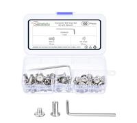 METALLIXITY Furniture Crib Screws Replacement Set with Wrench(M5-0.8x5mm) 60Pcs, Stainless Steel Connector Bolts M5 Screw Barrel Nuts Binding Screws, for Chair Cabinet Bed, Silver