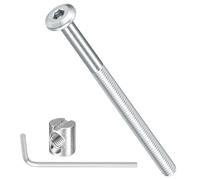 METALLIXITY Furniture Crib Screws Replacement Set with Wrench(M6-1x100mm) 16Pcs, Galvanization Connector Bolt M6 Screw Barrel Nuts Binding Screws, for Chair Cabinet Bed, Silver White
