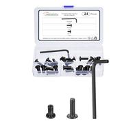 METALLIXITY Furniture Crib Screws Replacement Set with Wrench(M6-1x20mm) 24Pcs, Galvanization Connector Bolts M6 Screw Barrel Nuts Binding Screws, for Chair Cabinet Bed, Black