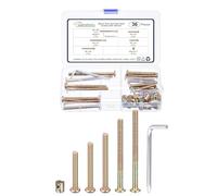 METALLIXITY Furniture Crib Screws Replacement Set with Wrench(M6-1x40/50/60/70/80mm) 36Pcs, Connector Bolt M6 Screw Barrel Nuts Binding Screws, for Chair Cabinet Bed, Yellow