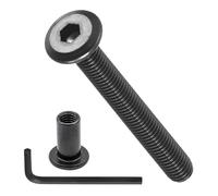 METALLIXITY Furniture Crib Screws Replacement Set with Wrench(M6-1x50mm) 24Pcs, Galvanization Connector Bolts M6 Screw Barrel Nuts Binding Screws, for Chair Cabinet Bed, Black