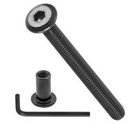 METALLIXITY Furniture Crib Screws Replacement Set with Wrench(M6-1x65mm) 20Pcs, Galvanization Connector Bolts M6 Screw Barrel Nuts Binding Screws, for Chair Cabinet Bed, Black