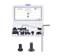 METALLIXITY Furniture Crib Screws Replacement Set with Wrench(M8-1.25x20) 20Pcs, Galvanization Connector Bolts M8 Screw Barrel Nuts Binding Screws, for Chair Cabinet Bed, Black