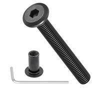 METALLIXITY Furniture Crib Screws Replacement Set with Wrench(M8-1.25x60) 20Pcs, Galvanization Connector Bolts M8 Screw Barrel Nuts Binding Screws, for Chair Cabinet Bed, Black