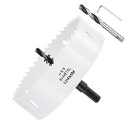 METALLIXITY Hole Saw 124mm Bi-Metal M42 High Speed Steel 4-7/8" Hole Cutter with 2 Pilot Drill Bits - for Metal Wood Plastic Plate PVC Board, White
