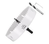 METALLIXITY Hole Saw 145mm Bi-Metal M42 High Speed Steel 5-45/64" Hole Cutter with 2 Pilot Drill Bits - for Metal Wood Plastic Plate PVC Board, White