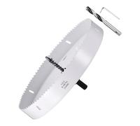 METALLIXITY Hole Saw 254mm Bi-Metal M42 High Speed Steel 10" Hole Cutter with 2 Pilot Drill Bits - for Metal Wood Plastic Plate PVC Board, White