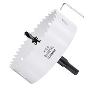 METALLIXITY Hole Saw 4-1/8" Bi-Metal M42 High Speed Steel 105mm Hole Cutter with Center Drill Bit Hex Key Spring - for Metal Wood Plastic Plate PVC Board, White