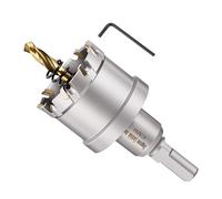 METALLIXITY Hole Saw 42mm (1-21/32"), Heavy Duty Tungsten Carbide with Center Drill Bit Hex Key Spring - Hole Cutters for Hard Metals Stainless Steel Steel Copper Iron Brass Plastic. Silver