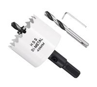 METALLIXITY Hole Saw 49mm Bi-Metal M42 High Speed Steel 1-15/16" Hole Cutter with 2 Pilot Drill Bits - for Metal Wood Plastic Plate PVC Board, White