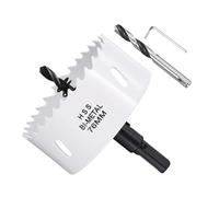 METALLIXITY Hole Saw 76mm Bi-Metal M42 High Speed Steel 3" Hole Cutter with 2 Pilot Drill Bits - for Metal Wood Plastic Plate PVC Board, White