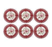 METALLIXITY Lace Coasters, 12cm Lace Doilies Crochet - Burgundy, 6Pack