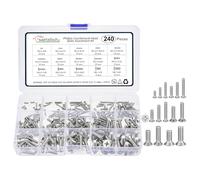 METALLIXITY M2-M6 240Pcs Countersunk Machine Bolt Assortment Set 304